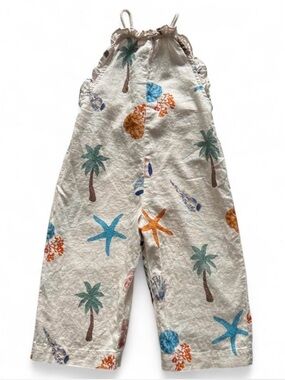 Zara Natural One-Piece with Blue and Orange Tropical Print